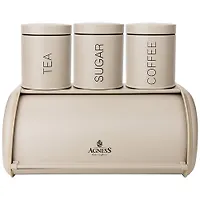 Хлебница agness "Velour" металлическая, 35,5х23х14,5см с 3-мя банками для сыпуч. прод. d=10 см, выс=