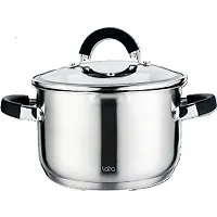 LR02-9003 Кастрюля LARA (нерж) 24x14,5см 6.5л, индукционное дно, все типы плит, силикон, слив 3/6мм.