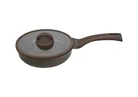 Сковорода Kukmara Stella 220 мм с ручкой и стеклянной крышкой, мокко