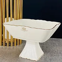Квадратная конфетница 16,5 см на ножке Maria Gold, фарфор