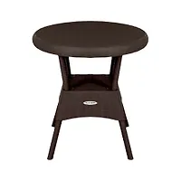 Стол пластиковый круглый "Ola Dom" RATTAN (коричневый) "Элластик-Пласт"