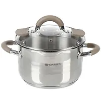 Кастрюля нержавеющая сталь, 2.9 л, с крышкой, крышка стекло, Daniks, Нара, GS-01413HY-18CA-2, серебр