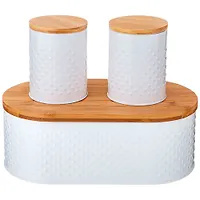 Хлебница agness 33,8х18х12см с 2-мя банками д/сып. прод. d10см, h11см, white 938-075