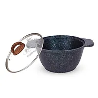 Кастрюля 1л со стеклянной крышкой, АП линия "Granit ultra" (blue) "Kukmara"  кгг12а