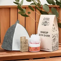 Подарочный набор Добропаров "4 в 1" Мыло, скраб, шапка комбинированная, мочалка белая 10398945
