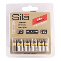 Биты Sila Pro, ph2х25мм, S2, намагнич., торсионые, блист.10 шт (упак - 25 бл, кор - 8 уп) арт.123110