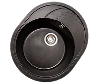 Мойка GranAlliance G-33 (570 х465мм) черная с сифоном