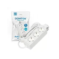 Удлинитель бытовой "DOMTOK" (ЛИДЕР) 3 гнезда, ПВС 3*0,75, 2,2кВт, з/к 5м (2376)