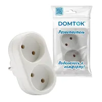 Разветвитель "DОМТОК" 2гн. плоский б/з 250В 2200Вт белый (2651)