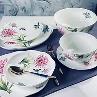Обеденный сервиз 23пр. FLOWERS в под.уп.(х2)Костяной фарфор арт.205-974