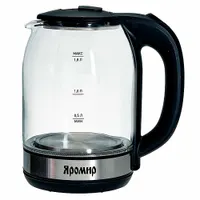 Чайник ЯРОМИР ЯР-1061 корпус из жаропр. стекла, черный, 1500Вт., 1,8л