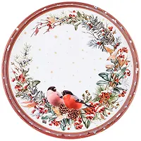 Поднос сервировочный agness коллекция "Снегири" красный 33*2,1 см 898-237