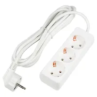 Удлинитель серии Ultra, шнур 3м., 3 гнезда, 16A, с/з. Белый. TM UnielS-GCU3-3 WHITE UL-00010001