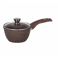 Ковш 1,2л АП Гранит brown с несъемной ручкой и стеклянной крышкой арт. 81806