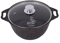 АП Кастрюля 2л со стеклянной крышкой (кофейный мрамор)  арт.кмк22а "Kukmara"