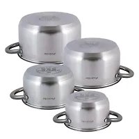 Набор кастрюль 8 предметов (1,5л, 2л, 3л, 5л; полые черные ручки) из нержавеющей стали (4927)
