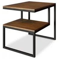 Стол журнальный лофт Desk Question (DQ) Shelf Nut Черный мрамор, м/к черный