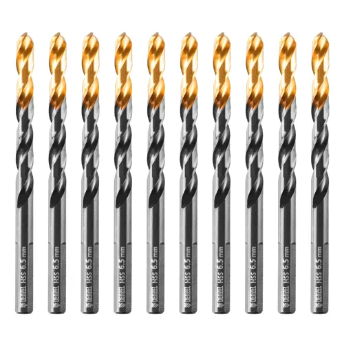 Sverlo po metallu, 6,5 mm, HSS-Tin, Golden Tip, 10 sht.// Denzel art.717216_1