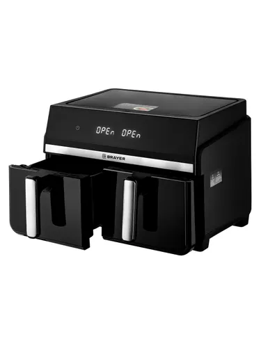 Aerogril Brayer 2050BR 2200 Vt, 10 l, 2 chashi, do 200 °C, semnaya reshetka, LED-displej, 8 programm_2