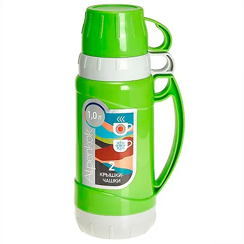 ALPENKOK AK-10100S Termos so steklyannoj kolboj 1,0l, 2 kryshki-chashki,zelenyj(12)_1