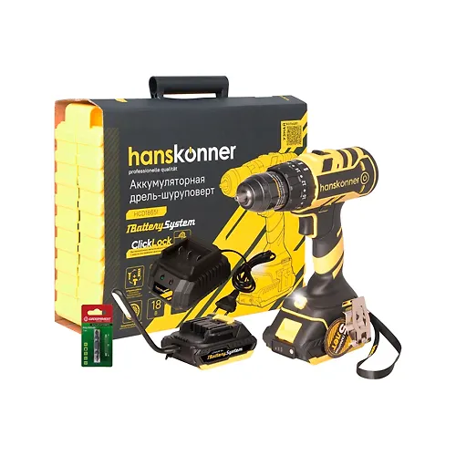 Drel-shurupovert akkumulyatornaya Hanskonner HCD1865I udarnaya b/sch, 18V, 2 akk. 2 Ach,65Nm, 13mm,kejs_1
