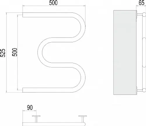 Polotentsesushitel ELEKTRO  25 M-obraz. (nerzh. stal) 500 h 500mm  TERMINUS(rezba 3/4)_3