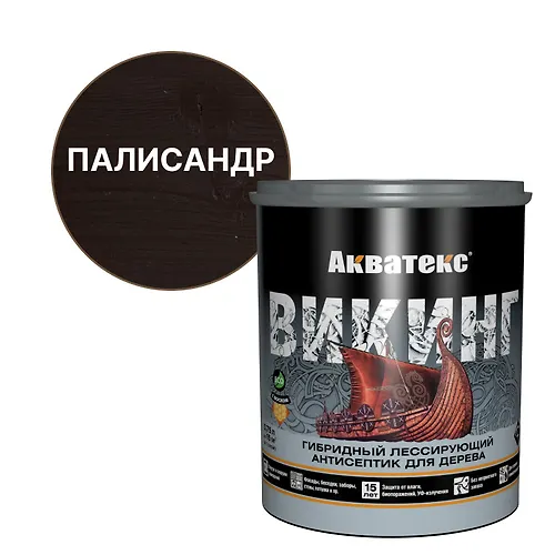 Akvateks VIKING (gibridnyj lessiruyuschij antiseptik dlya dereva) 0,75 l (palisandr) (80255)_1