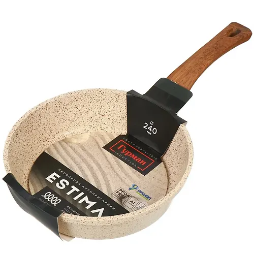 Skovoroda Gurman Estima, litoj alyuminij, 24 sm, antiprigarnoe pokrytie, bezhevaya, induktsiya, GM2401 EBI_1