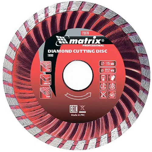 Disk almaznyj otreznoj Turbo, 115 h 22,2 mm, suhaya rezka// Matrix art.73178_1