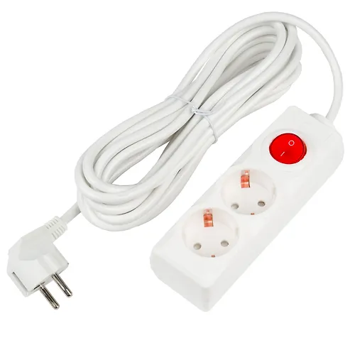 Udlinitel serii Ultra, shnur 5m., 2 gnezda, 16A, s/z. Belyj. TM UnielS-GCU2-5B WHITE UL-00010012_1