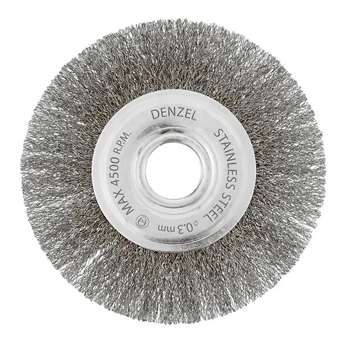 SCHetka dlya USHM, 125 mm, Ploskaya, vitaya nerzhaveyuschaya provoloka 0,3 mm, posadka 22,2 mm// Denzel art.746_1