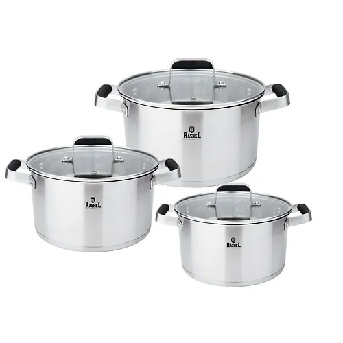 Nabor kastryul 6 pr. iz nerzhaveyuschej stali so stekl. kr. (2,8l, 3,8l, 5l) R-835L_1