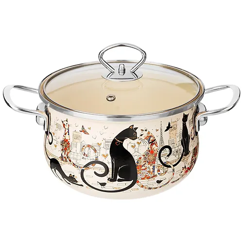 Kastryulya emalirovannaya agness so steklyannoj kryshkoj, 2.8 l, 20*12 sm 915-152_1