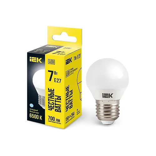 Lampa svetodiodnaya G45 shar 7Vt 230V 4000K E27 IEK_1