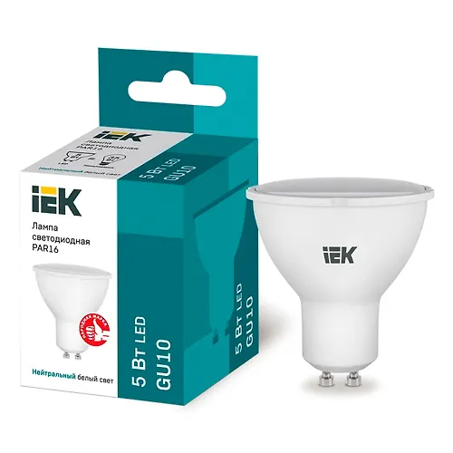 Lampa svetodiodnaya PAR16 sofit 5Vt 230V 4000K GU10 Iek_1