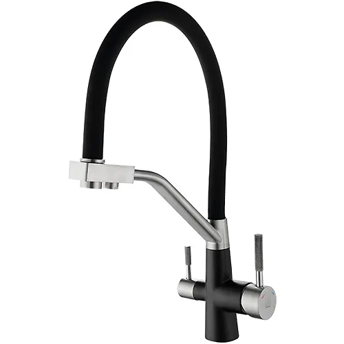 Smesitel dlya kuhni nabor, SOLID pod pitevuyu vodu, plastich. izliv,chernyj,odnorych.35-11 SOLID black_1