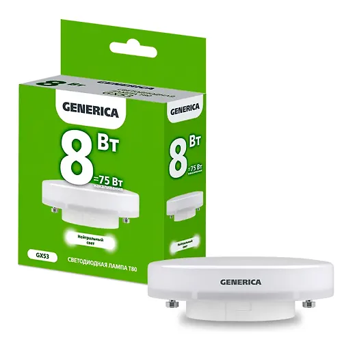 Lampa LED T80 tabletka 8Vt 230V 4000K GX53 GENERICA art.LL-T80-08-230-40-GX53-G_1