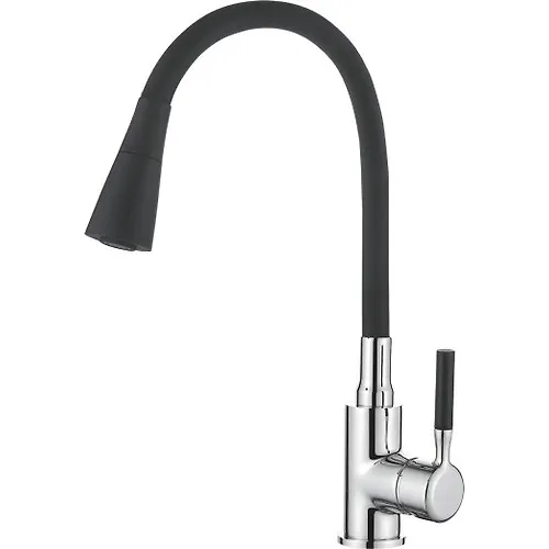 Smesitel Kuhnya LEDEME s silikonovym izlivom MAKSI (chernyj/hrom) L4199-2_1