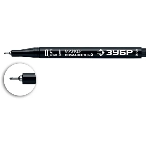 Ekstra tonkij permanentnyj marker ZUBR, 0,5 mm, chernyj, MP-50, seriya Professional 06321-2_1