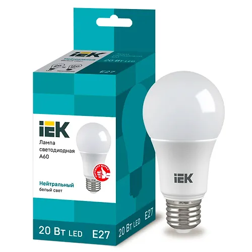 Lampa svetodiodnaya A60 shar 20Vt 230V 4000K E27 IEK_1