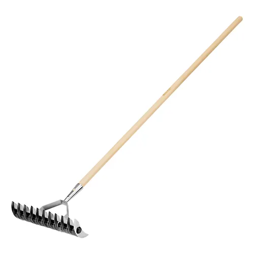 Grabli dvustoronnie aeratornye, stalnye, zubya 11/21sht, 340 mm, derevyannyj cherenok, BASE// Palisad_1