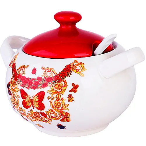 30778 Saharnitsa s kryshkoj 375ml s lozhkoj 3pr Romantika dolomit LR (h36) 