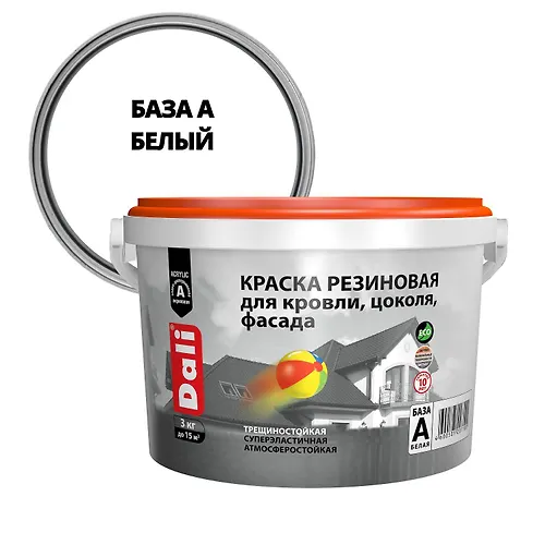 Kraska rezinovaya dlya krovli,tsokolya,fasada 3kg. BELAYA 