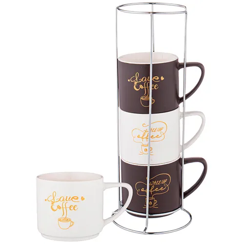 Nabor kruzhek lefard kofemaniya na met. stojke. 4kruzhki, 370ml 756-377_1