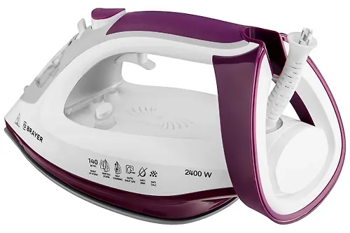 Utyug Brayer 4009BR, 2400 Vt, keramika, par 140 g/min, antikaplya, razbryzgivanie, 280 ml, vertikalnoe otparivanie_2
