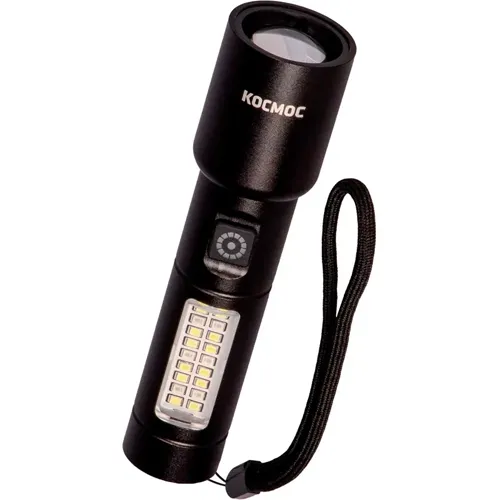 Fonar ruchnoj Kosmos KOC134Lit akkumulyatornyj 10 Vt Laser LED shirokij svet Li-ion 1200mAh alyuminij_1
