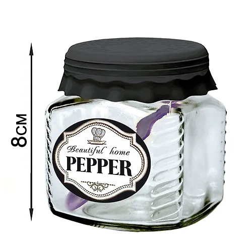 Banka d/hran. stekl. kubik 250 ml TO66 s kryshkoj silicopy chernaya + lozhka 