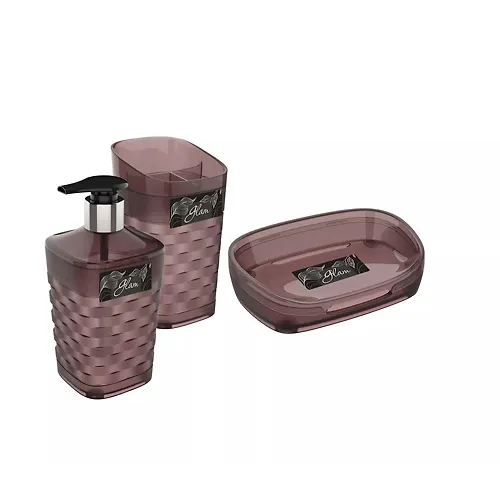 Nabor dlya vannoj komnaty Glam, 4 predmeta, shokolad, S83503, Polimerbyt_1
