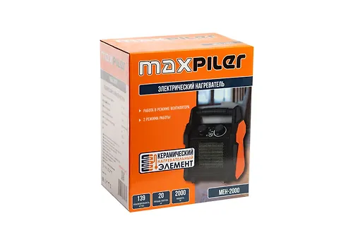 Pushka teplovaya elektrich. MAXPILER MEH-2000 (1/2kVt, 139m?/ch, obogrev 20m?, keramich. nagr., zaschita)_2