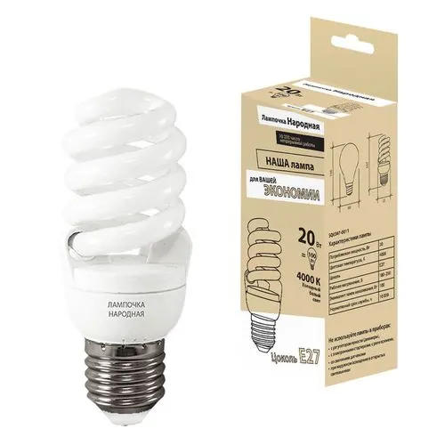 Lampa lyuminestsentnaya NL-FST2-20Vt-4000 K-E27 (48h115mm) (SQ0347-0011)_1
